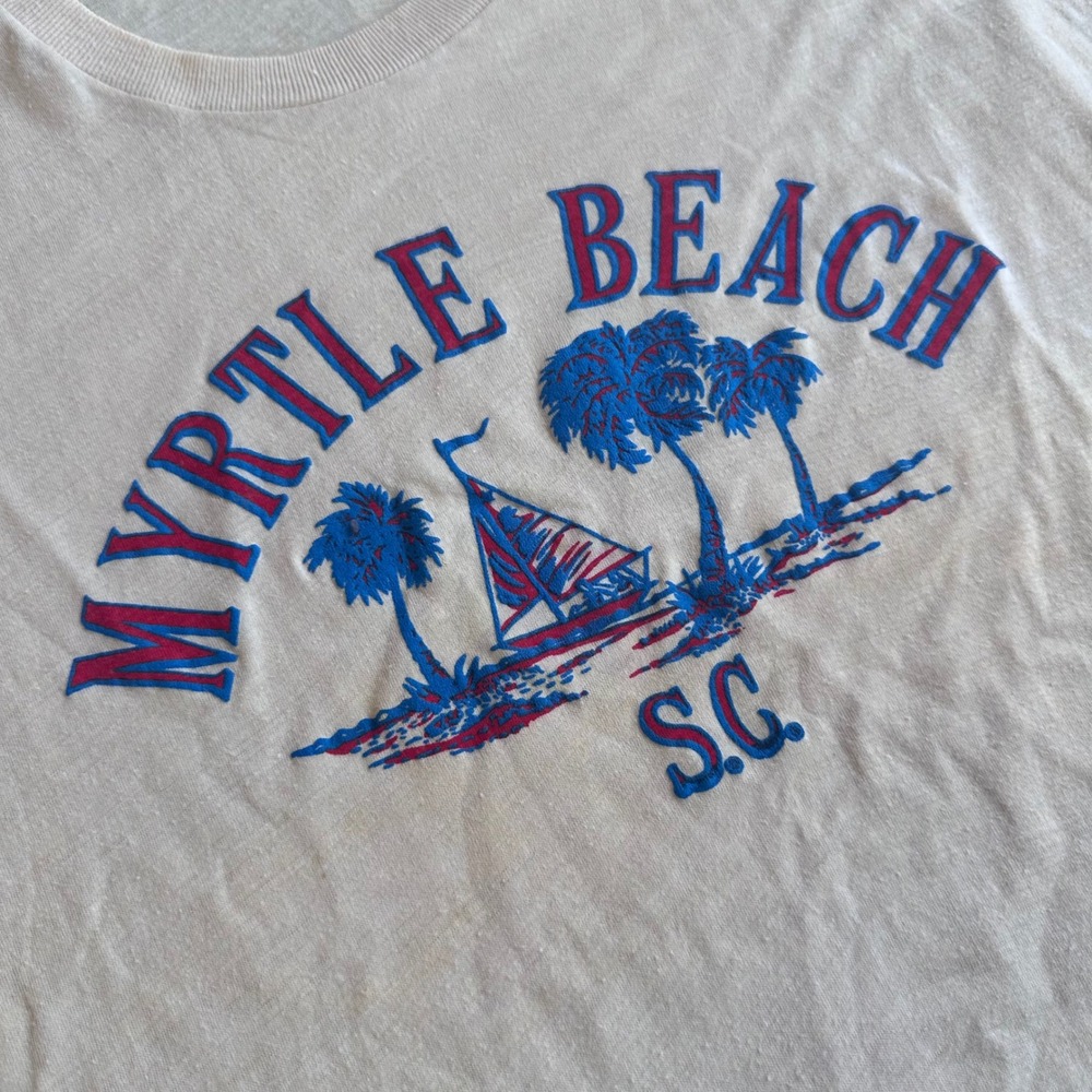 Tropix Togs Myrtle Beach T-Shirt Mens XL White Excellent Vintage Single Stitch - Picture 4 of 6